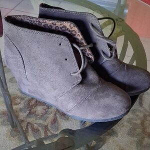 Cityclassified Taupe Wedge Ankle Boots